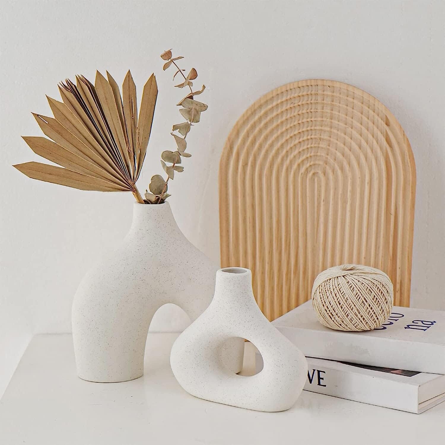 Ceramic Set of 2 Modern White Vases Home & Garden > Decor ArtificialPlantBarn.com.au 