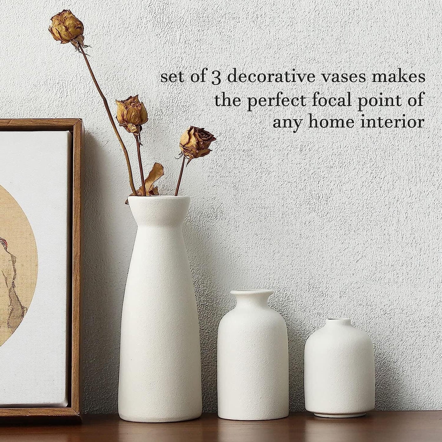 Ceramic Set of 3 Modern White Vases Home & Garden > Decor ArtificialPlantBarn.com.au 