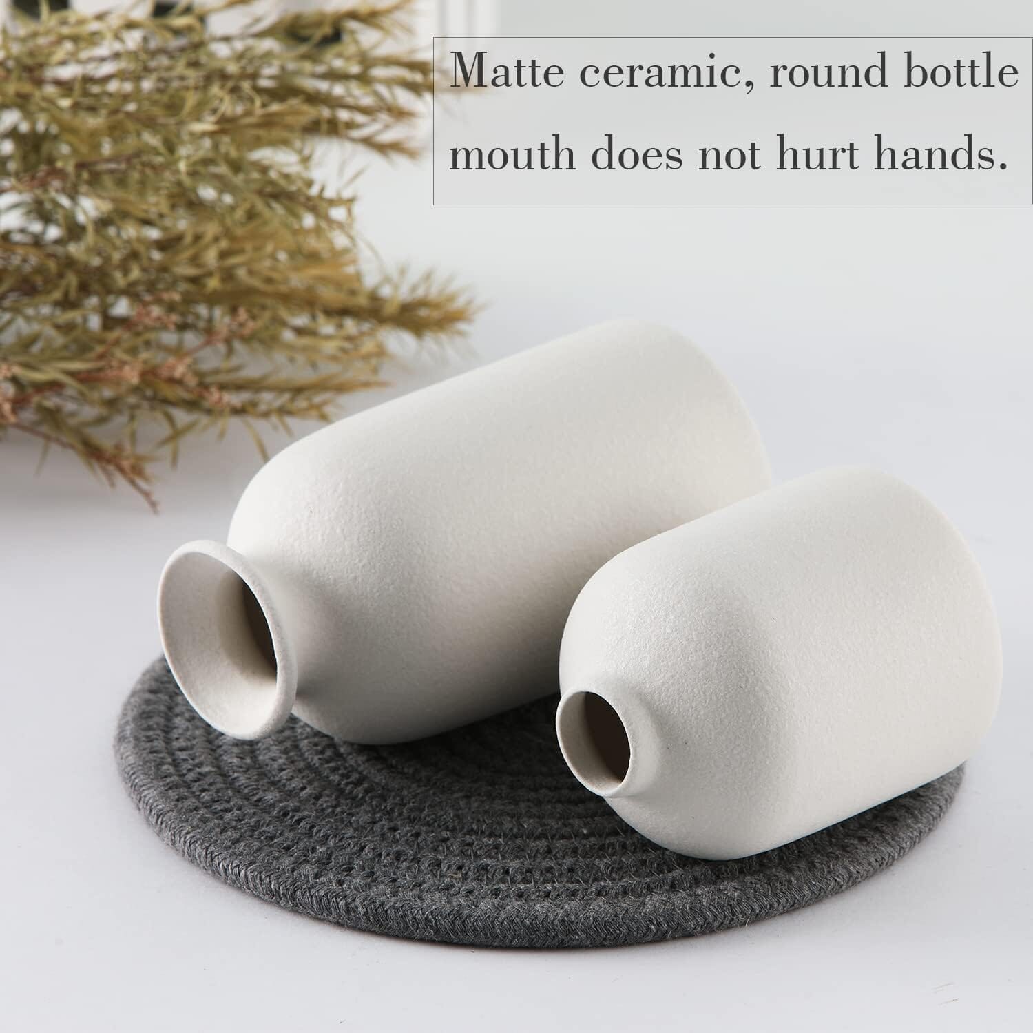 Ceramic Set of 3 Modern White Vases Home & Garden > Decor ArtificialPlantBarn.com.au 