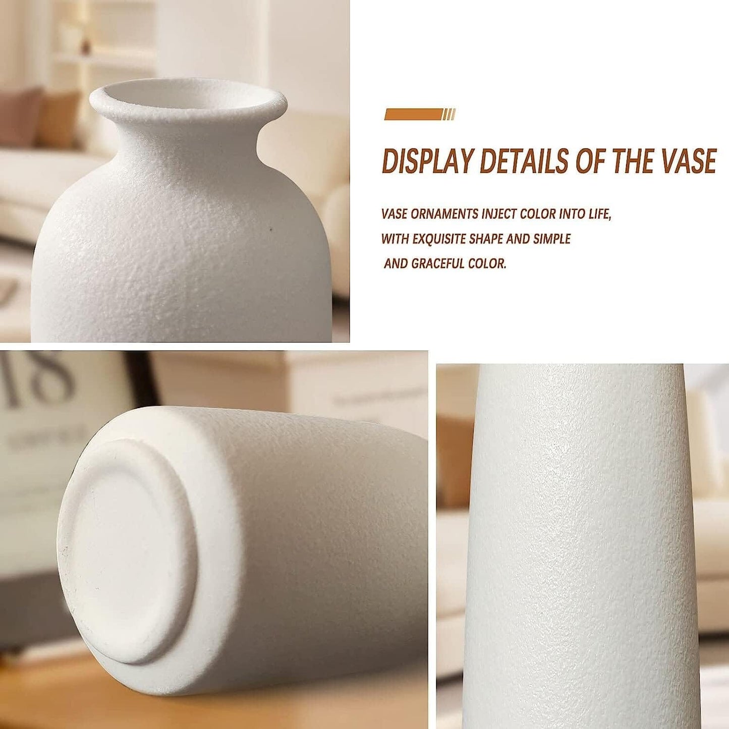 Ceramic Set of 3 Modern White Vases Home & Garden > Decor ArtificialPlantBarn.com.au 