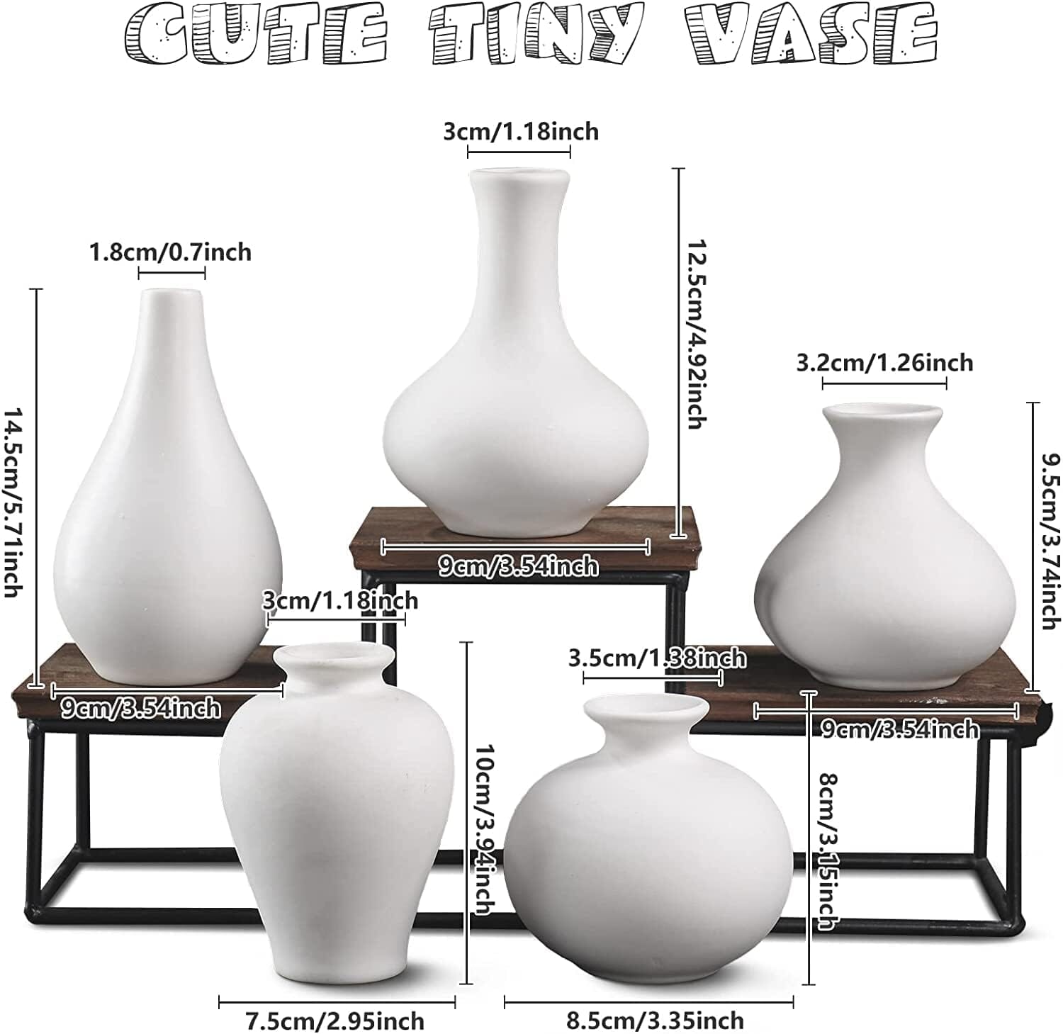 Ceramic Set of 5 White Vases Home & Garden > Home & Garden Others ArtificialPlantBarn.com.au 