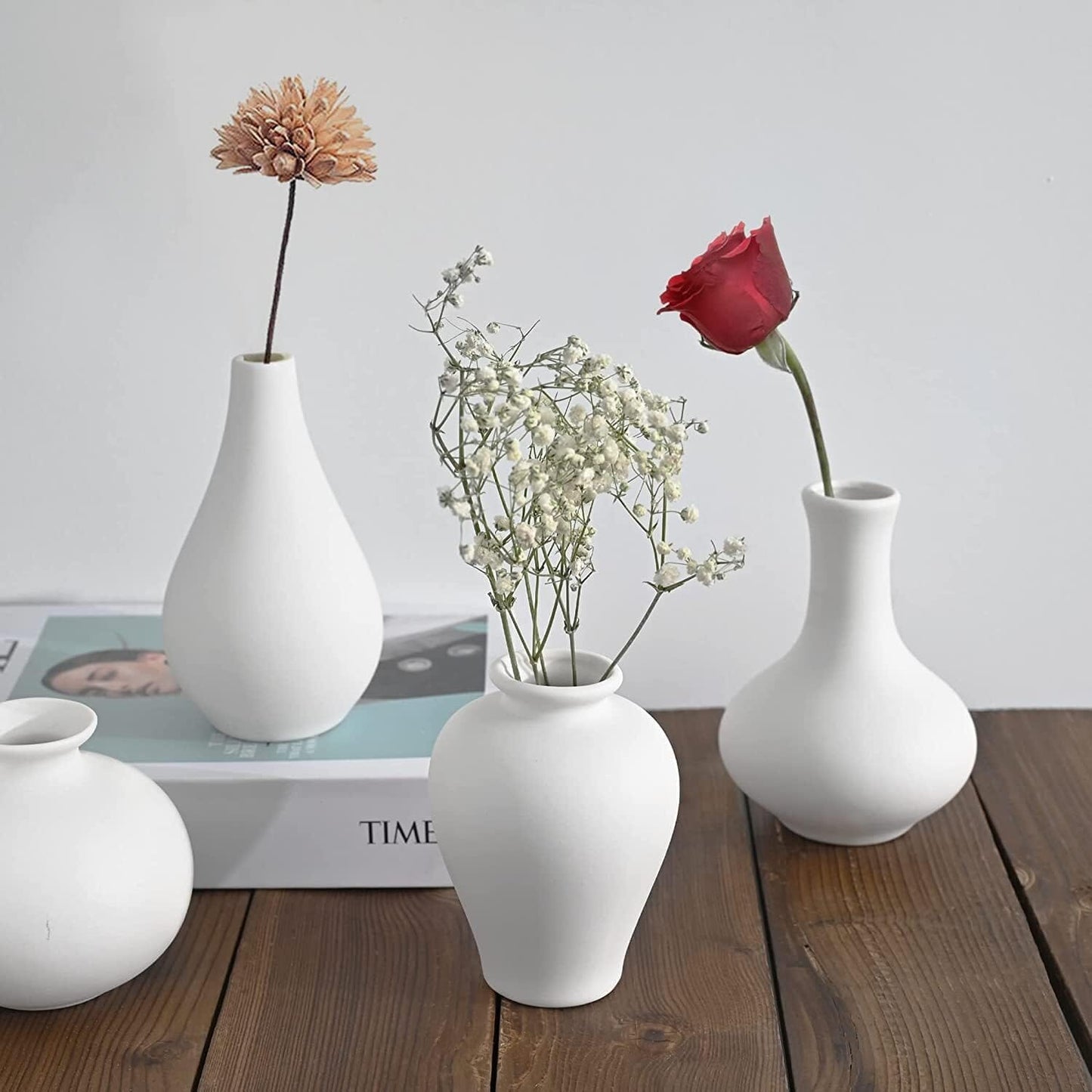 Ceramic Set of 5 White Vases Home & Garden > Home & Garden Others ArtificialPlantBarn.com.au 