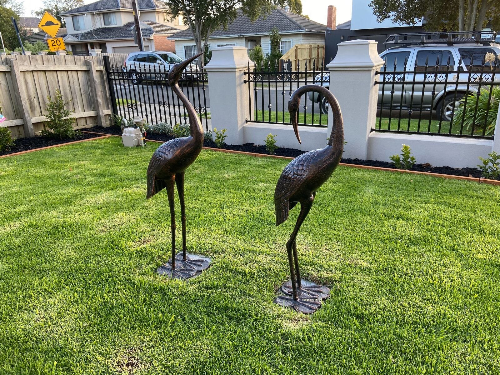 2 Piece Crane Couple Metal Statue Set Home & Garden > Home & Garden Others ArtificialPlantBarn.com.au 