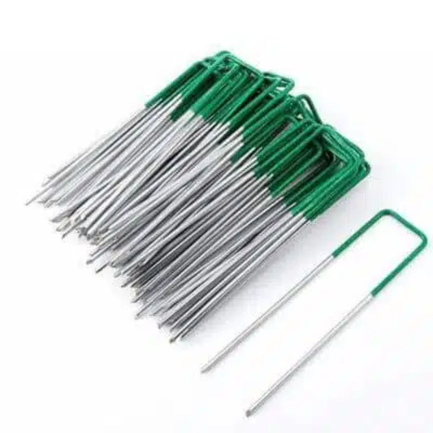 Artificial Grass Roll Pegs / Fake Grass Galvanized Metal Pegs With Green Top 100 Pieces Home & Garden > Artificial Plants ArtificialPlantBarn.com.au 