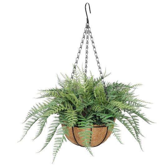 Potted Fern Hanging Basket (Fresh Green) UV Resistant 55cm Home & Garden > Artificial Plants ArtificialPlantBarn.com.au 