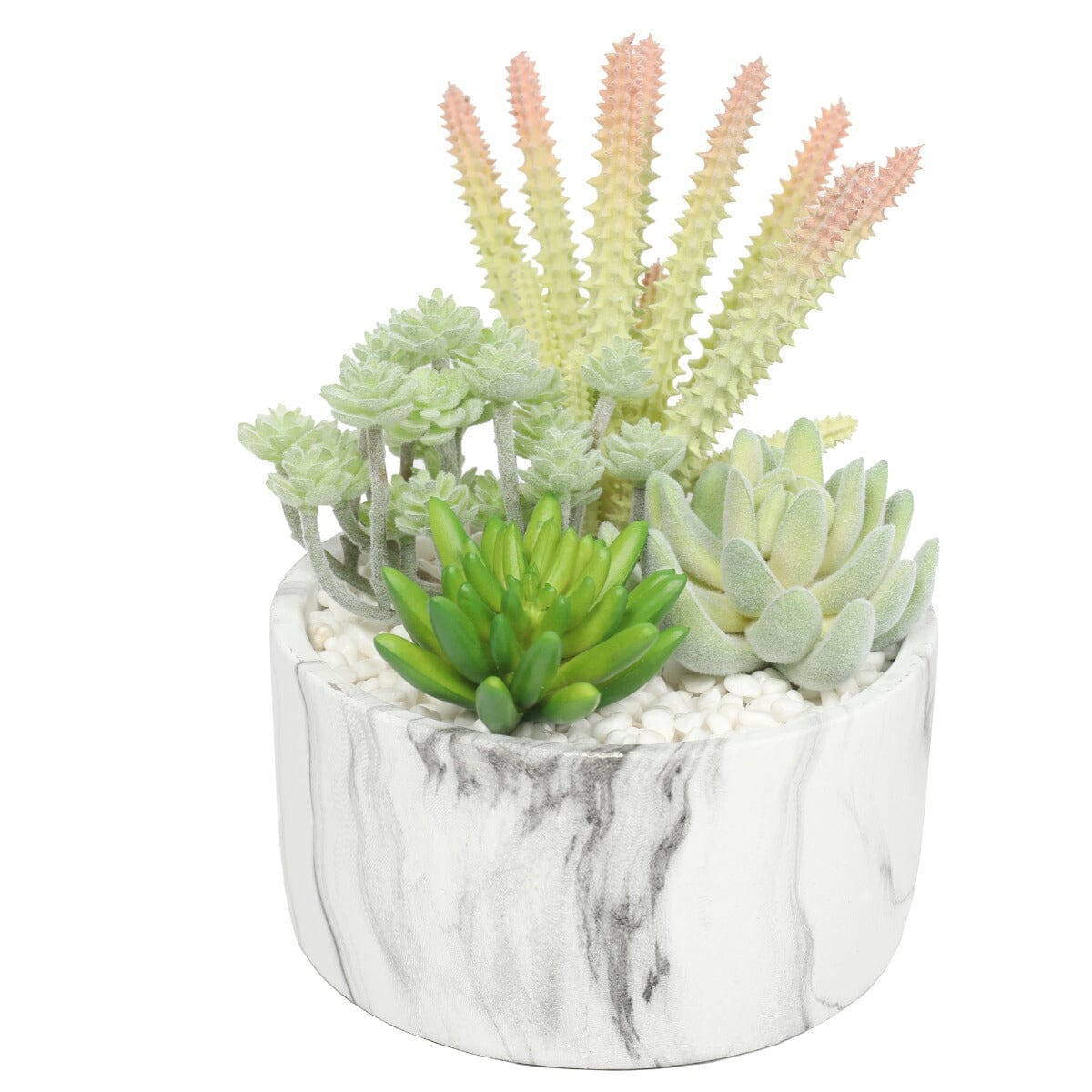 Potted Artificial Succulent Bowl with Marble Pot 20.5cm Home & Garden > Artificial Plants ArtificialPlantBarn.com.au 