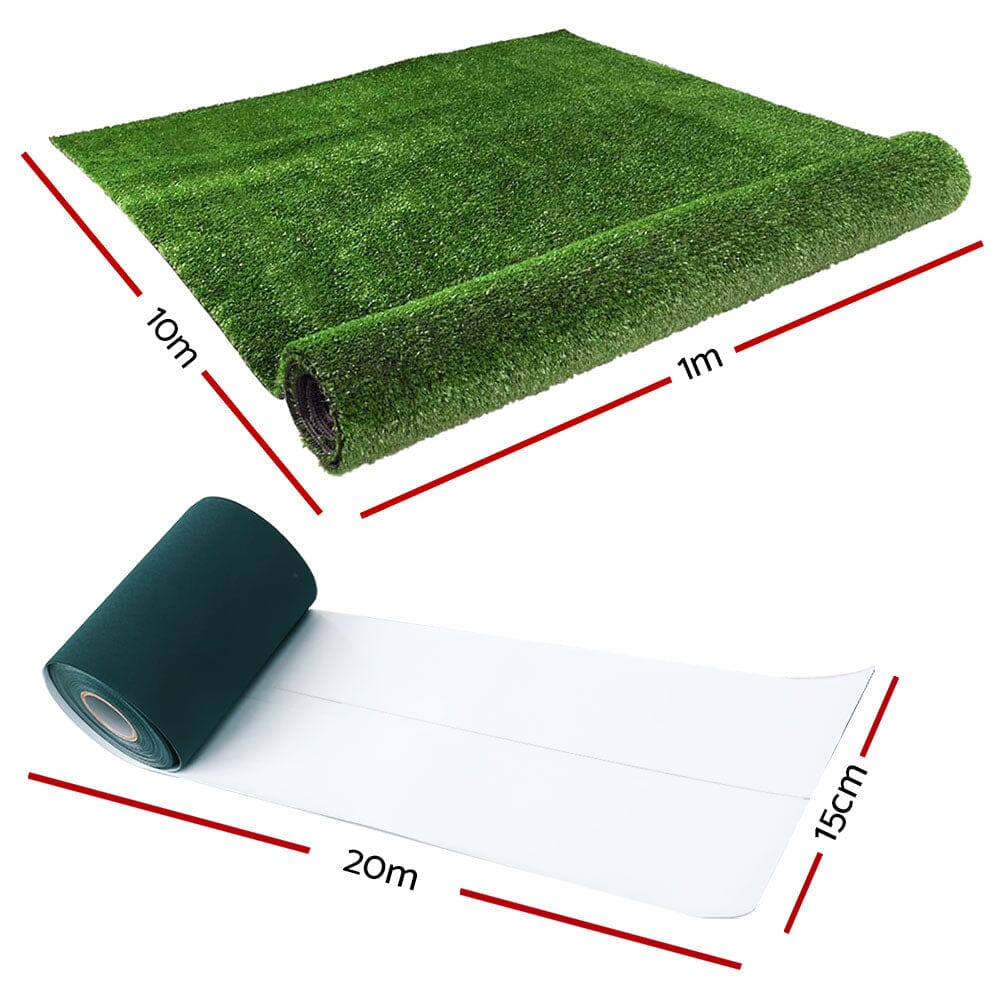 Primeturf 1x10m Artificial Grass Synthetic Fake 10SQM Turf Lawn 17mm Tape Home & Garden > Artificial Plants ArtificialPlantBarn.com.au 