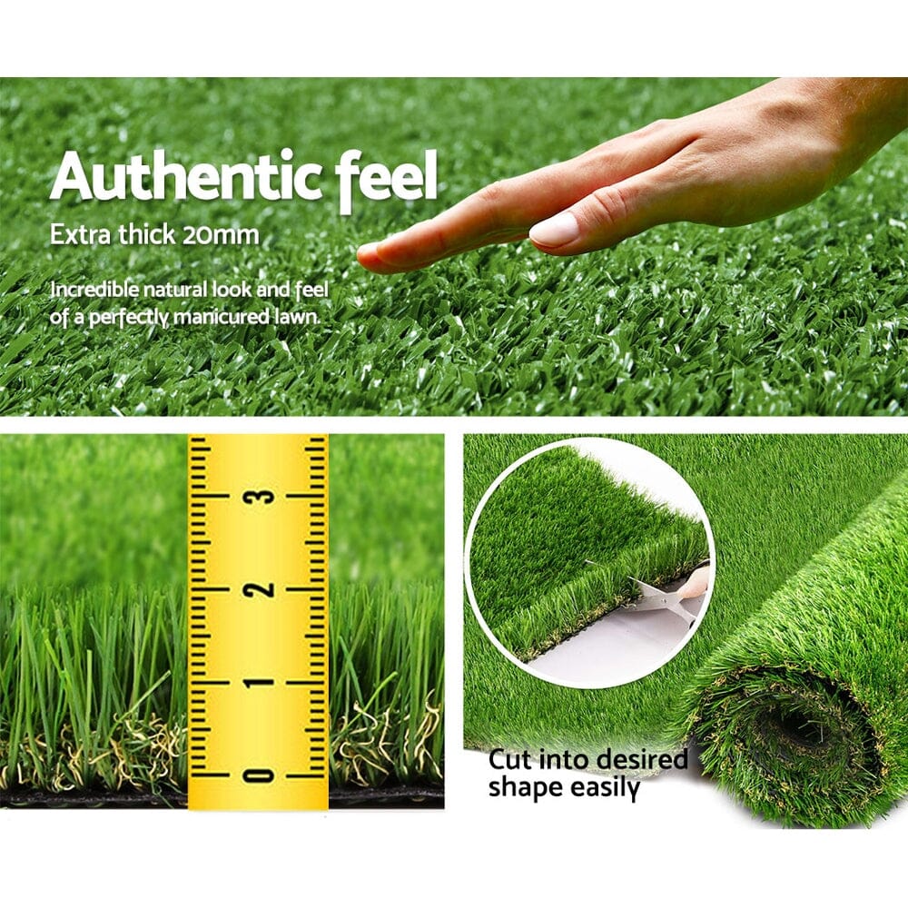 Primeturf Artificial Grass 20SQM 20mm Synthetic Fake Lawn Turf Plant Plastic 4-coloured 1mx10m Home & Garden > Artificial Plants ArtificialPlantBarn.com.au 