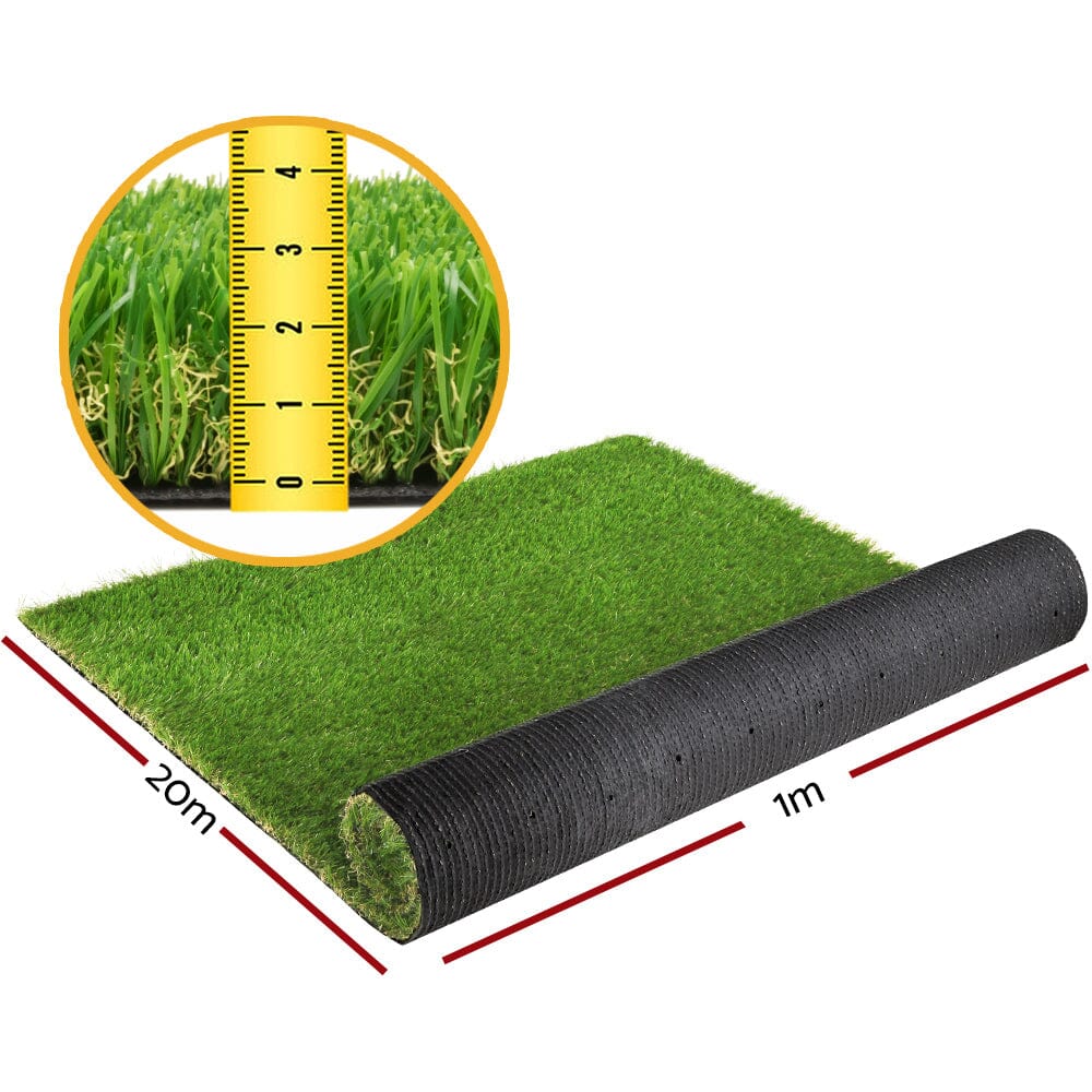 Primeturf Artificial Grass 30mm 1mx20m 20sqm Synthetic Fake Turf Plants Plastic Lawn 4-coloured Home & Garden ArtificialPlantBarn.com.au 