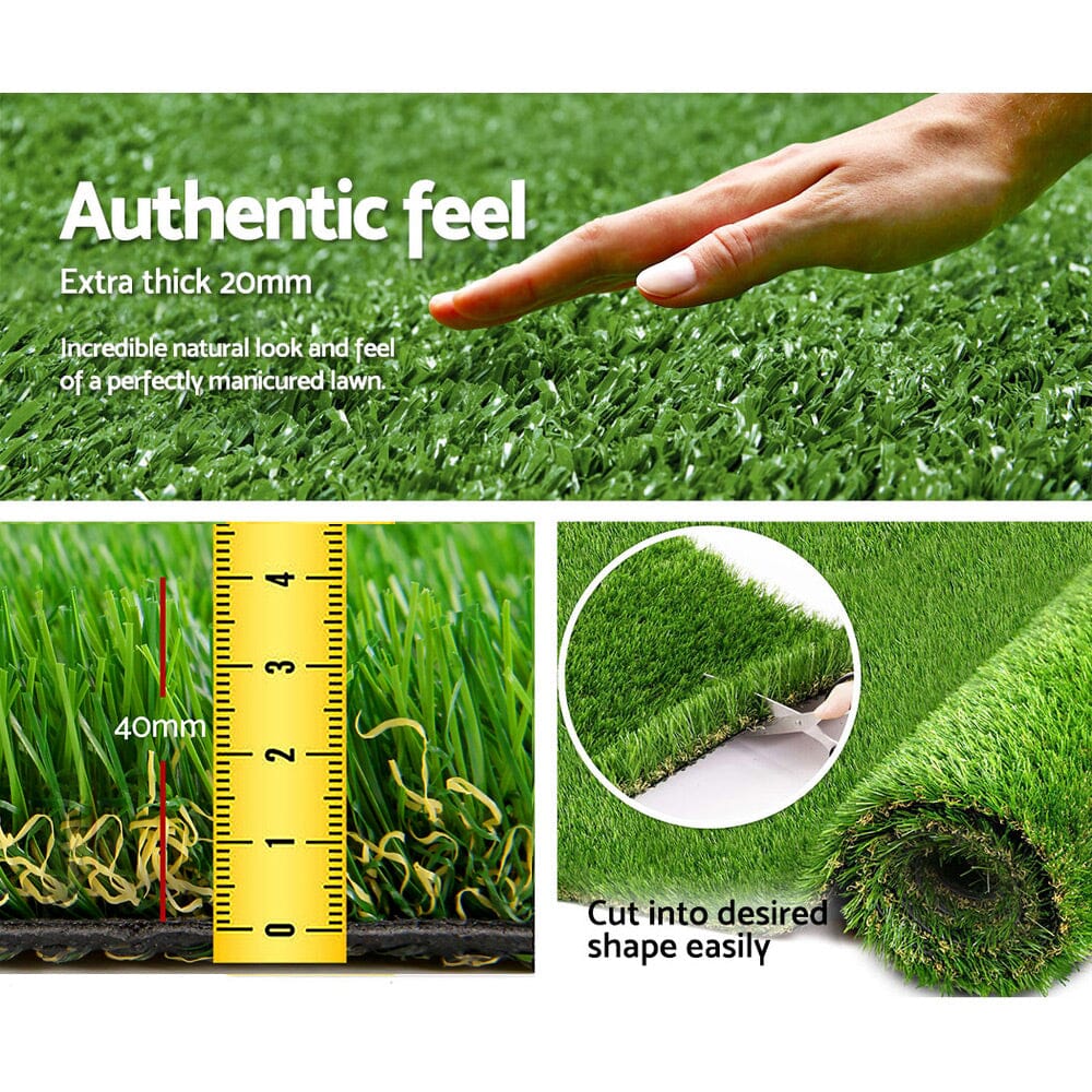 Primeturf Artificial Grass 40mm 2mx5m 10sqm Synthetic Fake Turf Plants Plastic Lawn 4-coloured Home & Garden ArtificialPlantBarn.com.au 