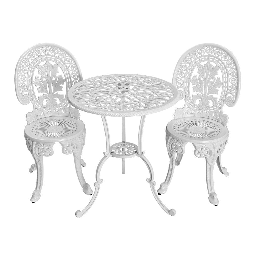 3PC Patio Furniture Outdoor / Bistro Set / Dining Chairs / Aluminium White Furniture > Outdoor ArtificialPlantBarn.com.au 