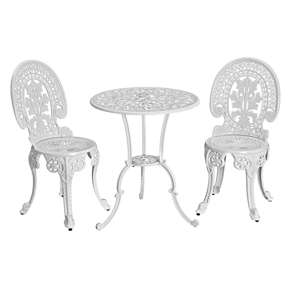 3PC Patio Furniture Outdoor / Bistro Set / Dining Chairs / Aluminium White Furniture > Outdoor ArtificialPlantBarn.com.au 