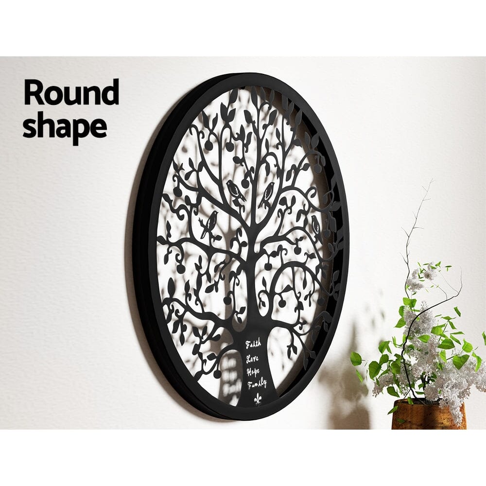 Artiss Metal Wall Art Hanging Sculpture Home Decor Leaf Tree of Life Round Frame Home & Garden > Decor ArtificialPlantBarn.com.au 