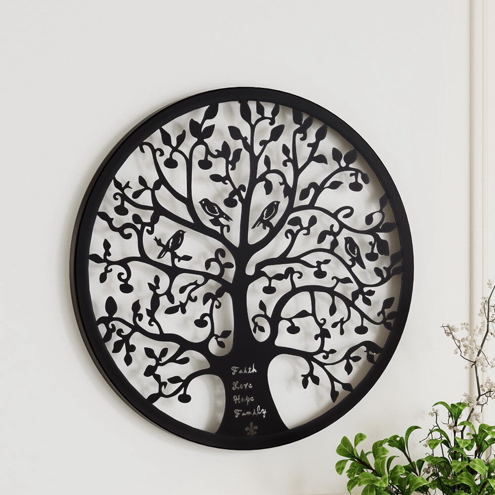 Artiss Metal Wall Art Hanging Sculpture Home Decor Leaf Tree of Life Round Frame Home & Garden > Decor ArtificialPlantBarn.com.au 