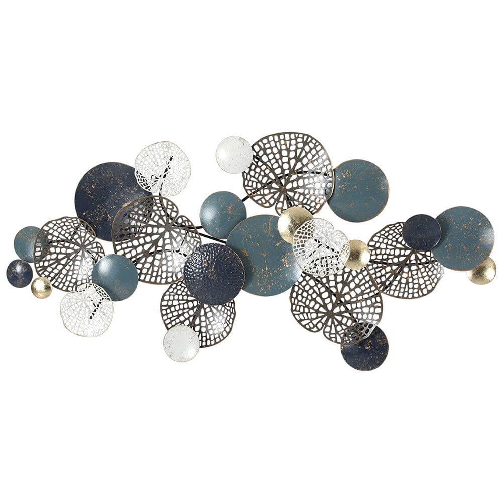 Artiss Metal Wall Art Hanging Sculpture 132cm Home Decor Leaf Circles Blue Home & Garden > Decor ArtificialPlantBarn.com.au 