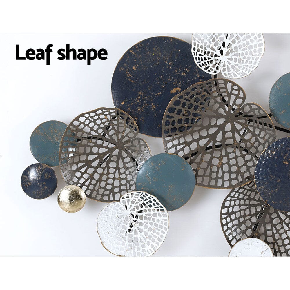 Artiss Metal Wall Art Hanging Sculpture 132cm Home Decor Leaf Circles Blue Home & Garden > Decor ArtificialPlantBarn.com.au 