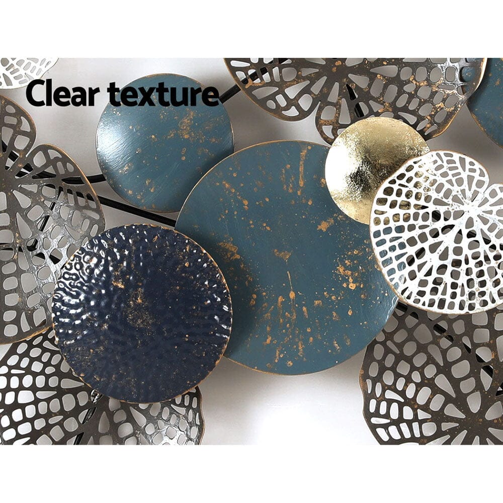 Artiss Metal Wall Art Hanging Sculpture 132cm Home Decor Leaf Circles Blue Home & Garden > Decor ArtificialPlantBarn.com.au 