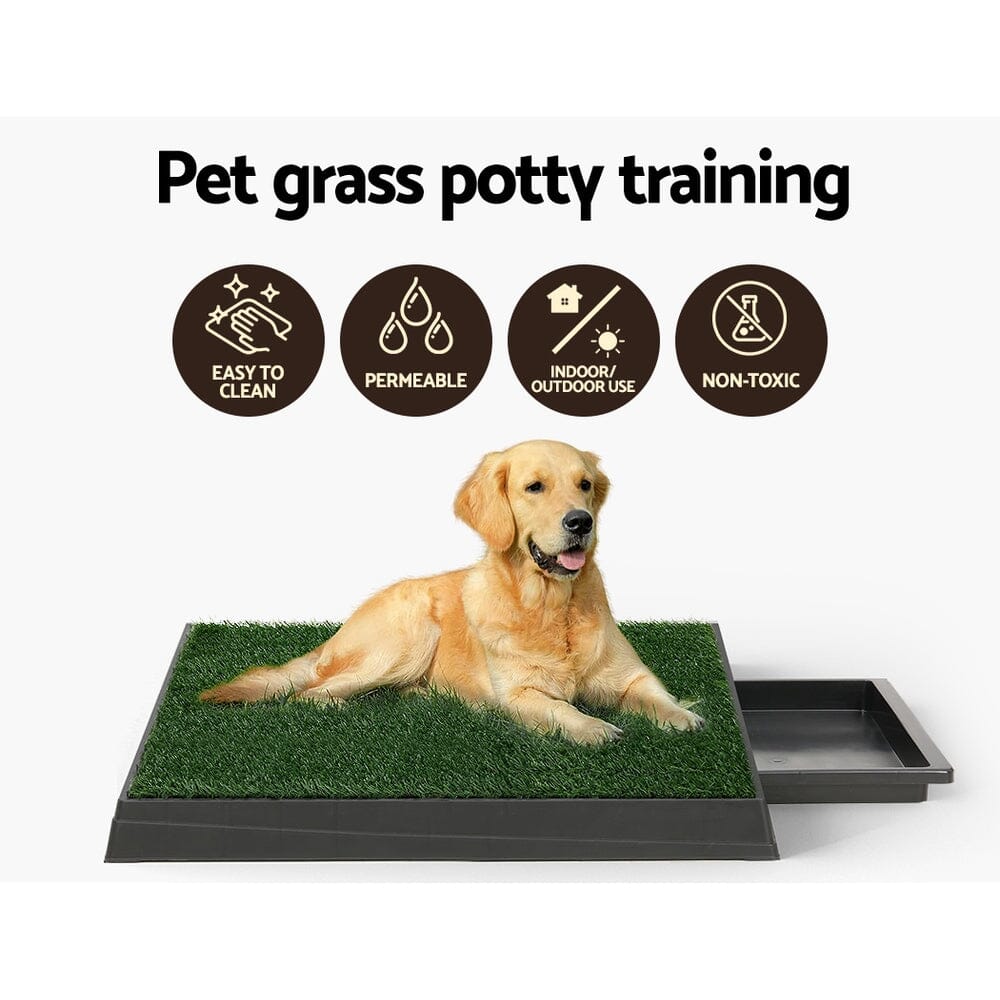 Pet Training Pad / Dog Toilet / Large Portable With Tray Grass 2 Mats Pet Care > Dog Supplies ArtificialPlantBarn.com.au 