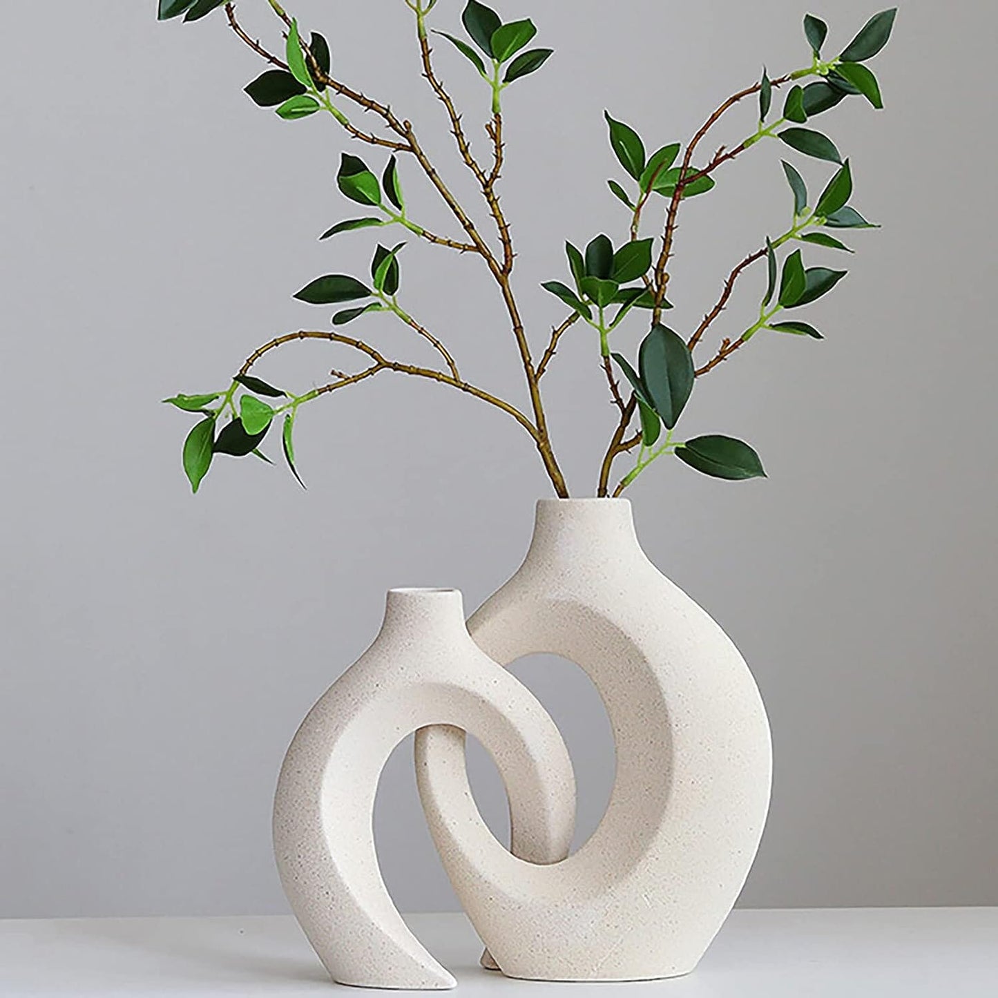 Ceramic Set of 2 Creative White Vases for Home Decor Occasions > Wedding Accessories ArtificialPlantBarn.com.au 