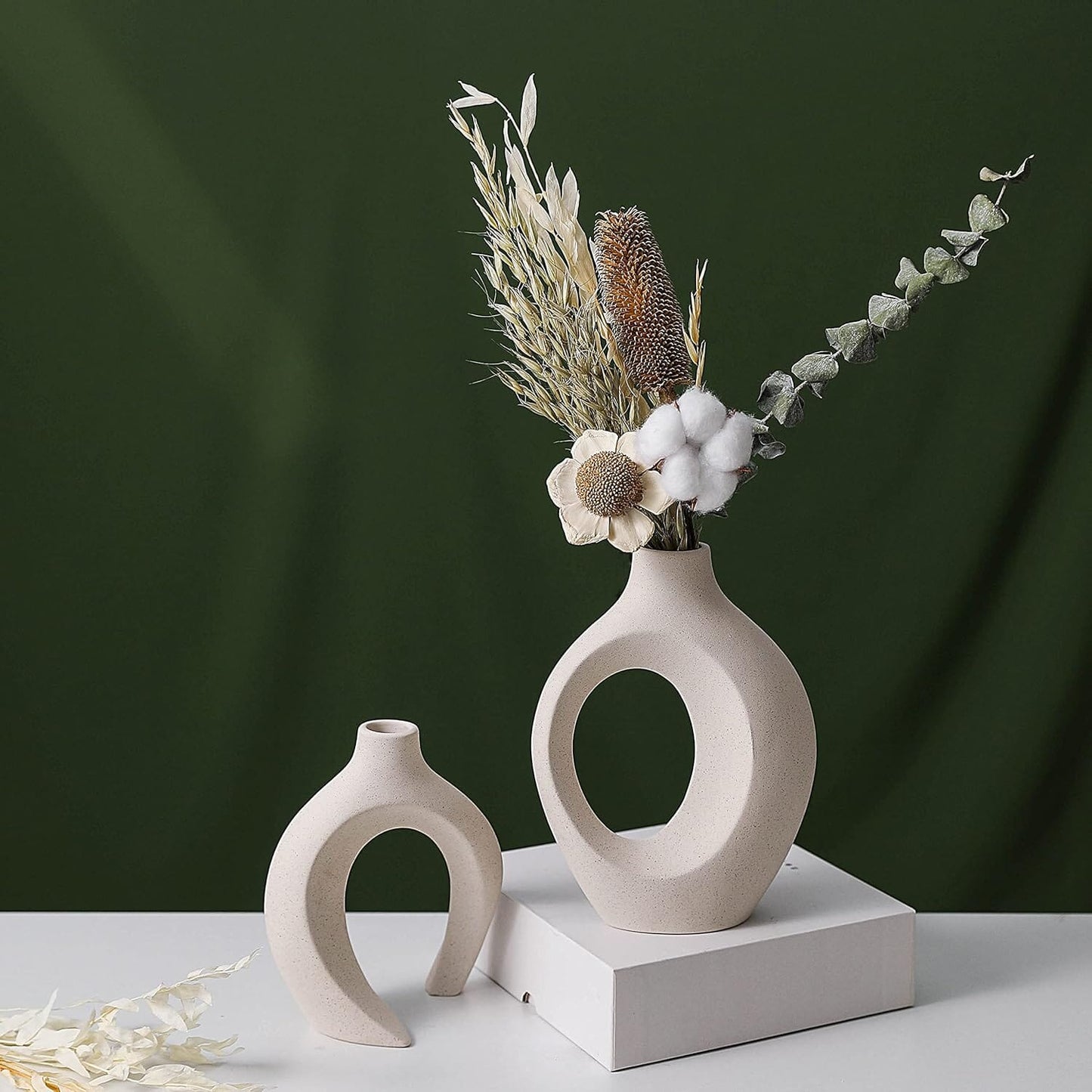 Ceramic Set of 2 Creative White Vases for Home Decor Occasions > Wedding Accessories ArtificialPlantBarn.com.au 