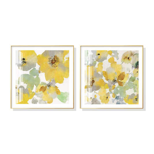 Wall Art 80cmx80cm Yellow Flowers American Style 2 Sets Gold Frame Canvas Home & Garden > Wall Art ArtificialPlantBarn.com.au Wall Art 90cm x 90cm Yellow Flowers American Style 2 Sets Gold Frame Canvas 