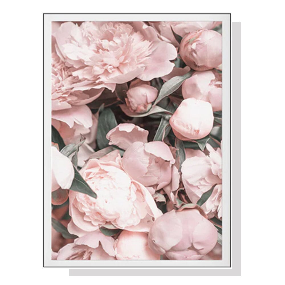 Wall Art 90cmx135cm Peony White Frame Canvas Home & Garden > Wall Art ArtificialPlantBarn.com.au 