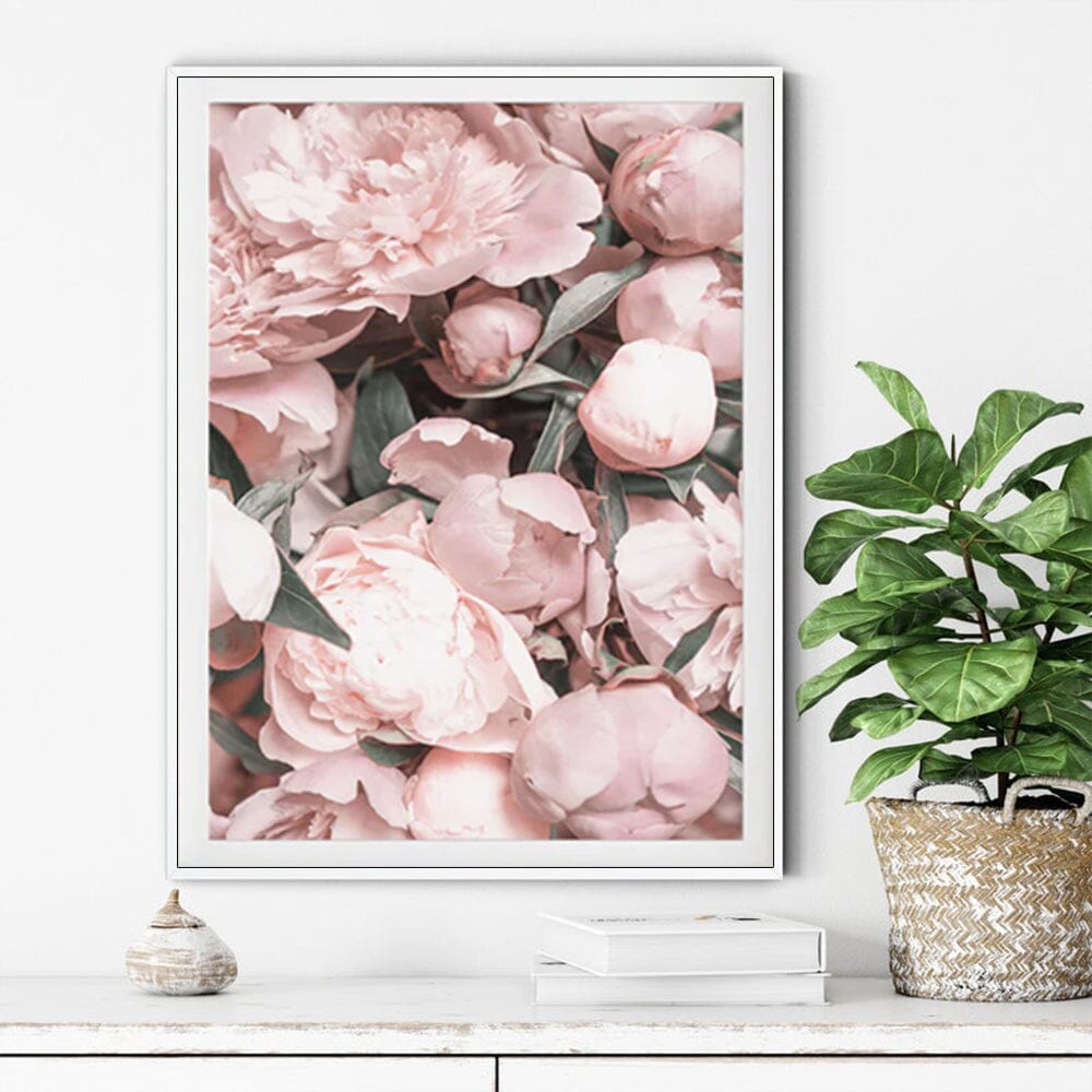 Wall Art 90cmx135cm Peony White Frame Canvas Home & Garden > Wall Art ArtificialPlantBarn.com.au 