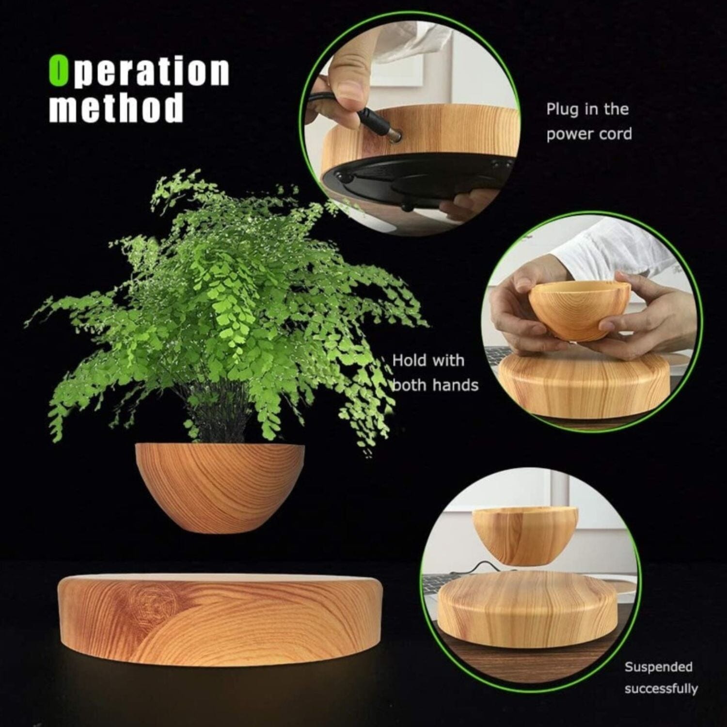 Magnetic Levitating Plant Pot Oak Home & Garden > Decor ArtificialPlantBarn.com.au 