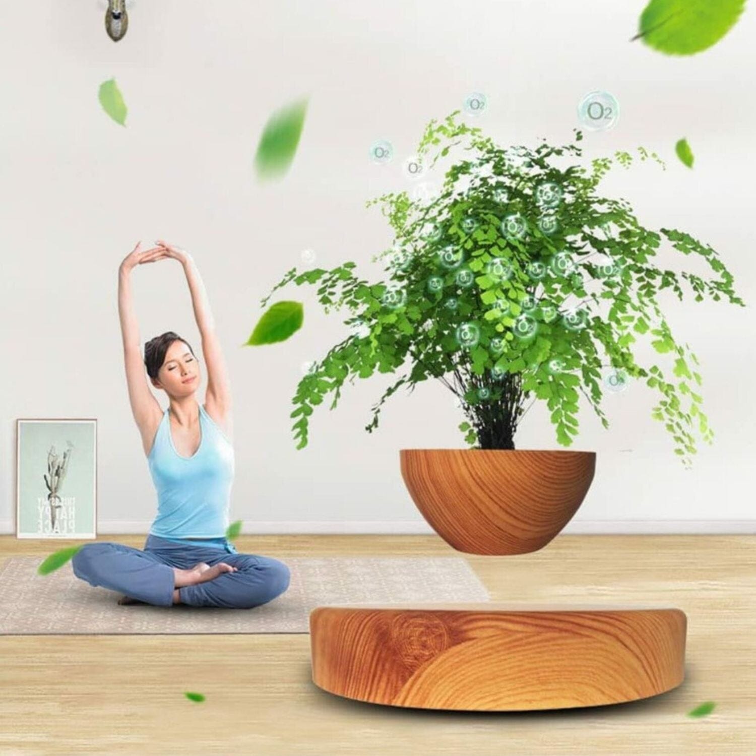 Magnetic Levitating Plant Pot Oak Home & Garden > Decor ArtificialPlantBarn.com.au 