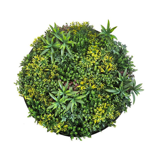 Artificial Green Wall Plant Panel Disc Garden Flower Art 100cm Grassy Black Frame Home & Garden > Artificial Plants ArtificialPlantBarn.com.au 