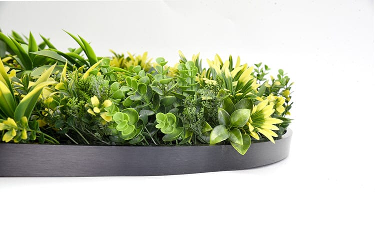 Artificial Green Wall Plant Panel Disc Garden Flower Art 100cm Grassy Black Frame Home & Garden > Artificial Plants ArtificialPlantBarn.com.au 