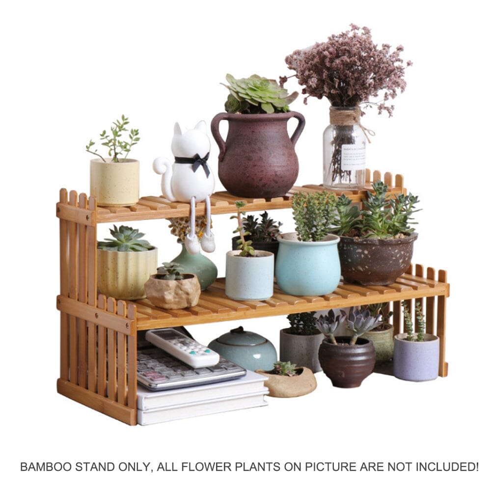 2 Tier Bamboo Plant Stand Shelves Flower Pot Rack Garden Indoor Outdoor Patio Home & Garden > Garden Furniture ArtificialPlantBarn.com.au 