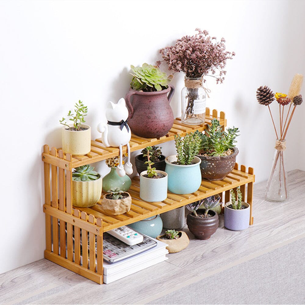 2 Tier Bamboo Plant Stand Shelves Flower Pot Rack Garden Indoor Outdoor Patio Home & Garden > Garden Furniture ArtificialPlantBarn.com.au 