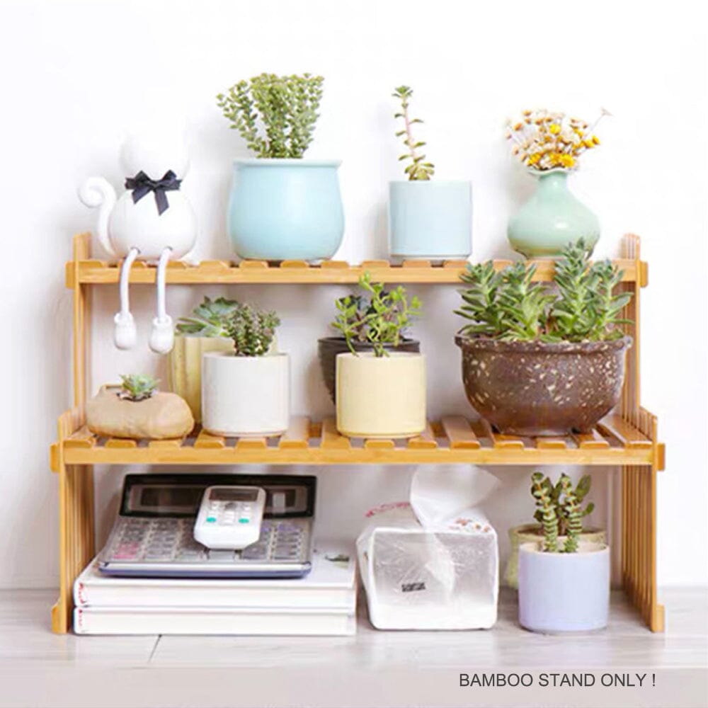 2 Tier Bamboo Plant Stand Shelves Flower Pot Rack Garden Indoor Outdoor Patio Home & Garden > Garden Furniture ArtificialPlantBarn.com.au 