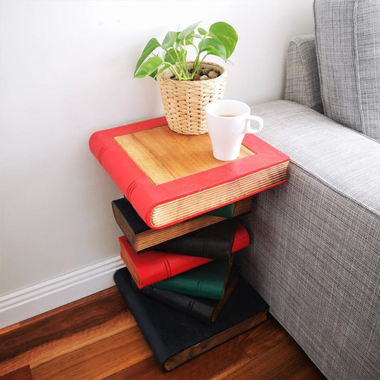 Book Stack Antique Finish Side Table/Corner Table/Plant Stand Raintree Wood Home & Garden > Decor ArtificialPlantBarn.com.au 