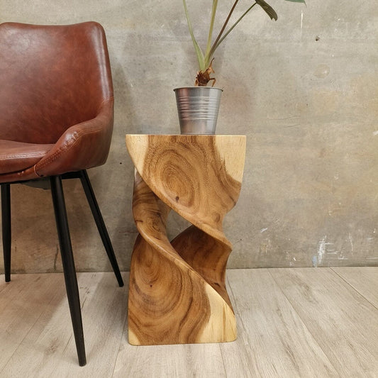 The Twist Raintree Wood Side Table/Corner Table/Planet Stand Clear Finish Home & Garden > Decor ArtificialPlantBarn.com.au 