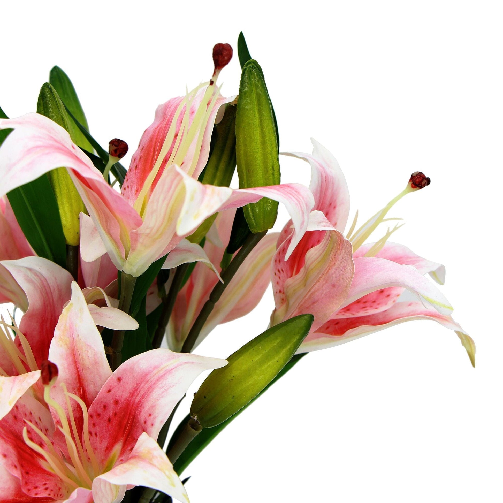 Premium Faux Pink Lily In Glass Vase (Artificial Tiger Lily Arrangement) Home & Garden > Home & Garden Others ArtificialPlantBarn.com.au 