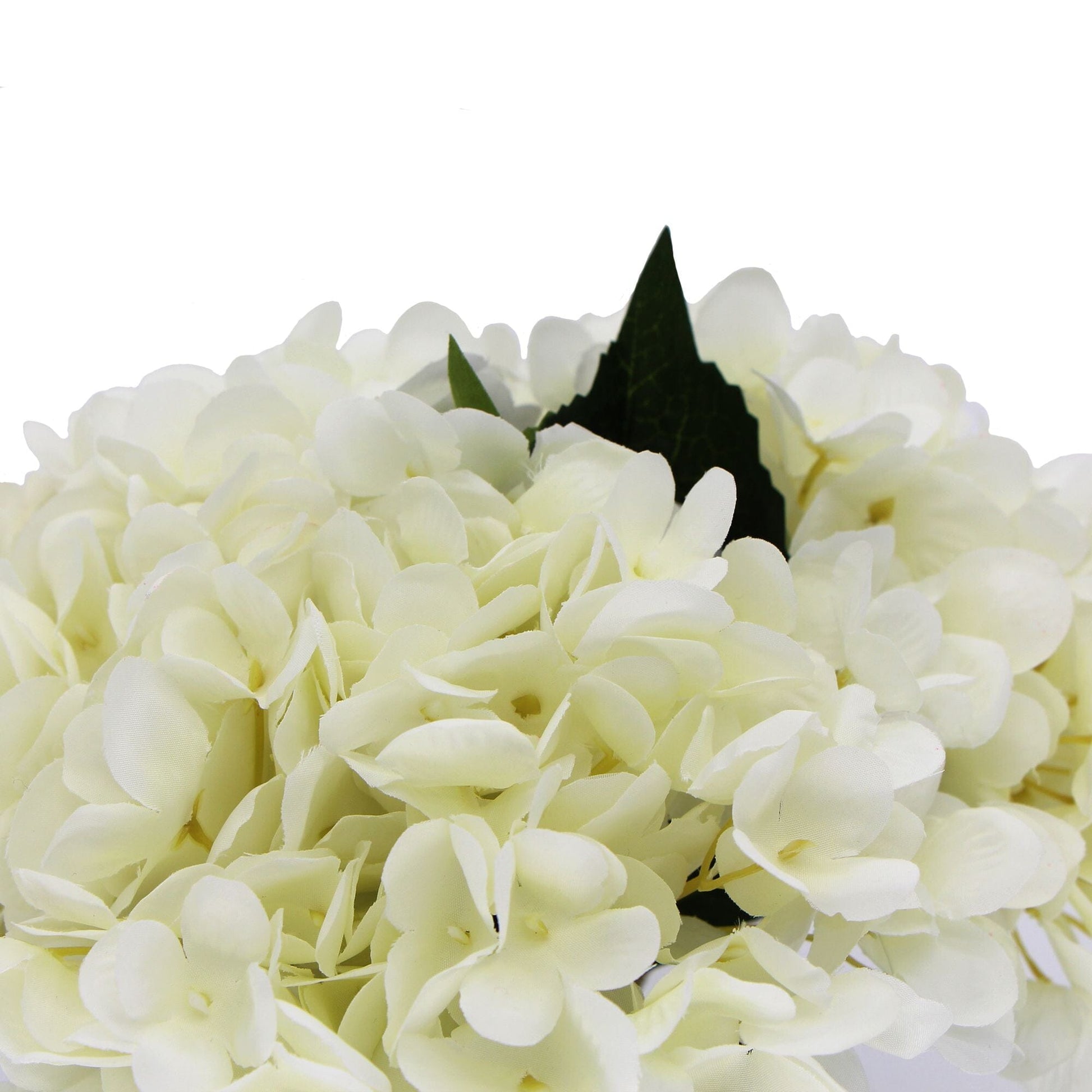 Premium Faux Hydrangea With Glass Vase (Artificial Flowering White Hydrangea) 23cm Home & Garden > Home & Garden Others ArtificialPlantBarn.com.au 