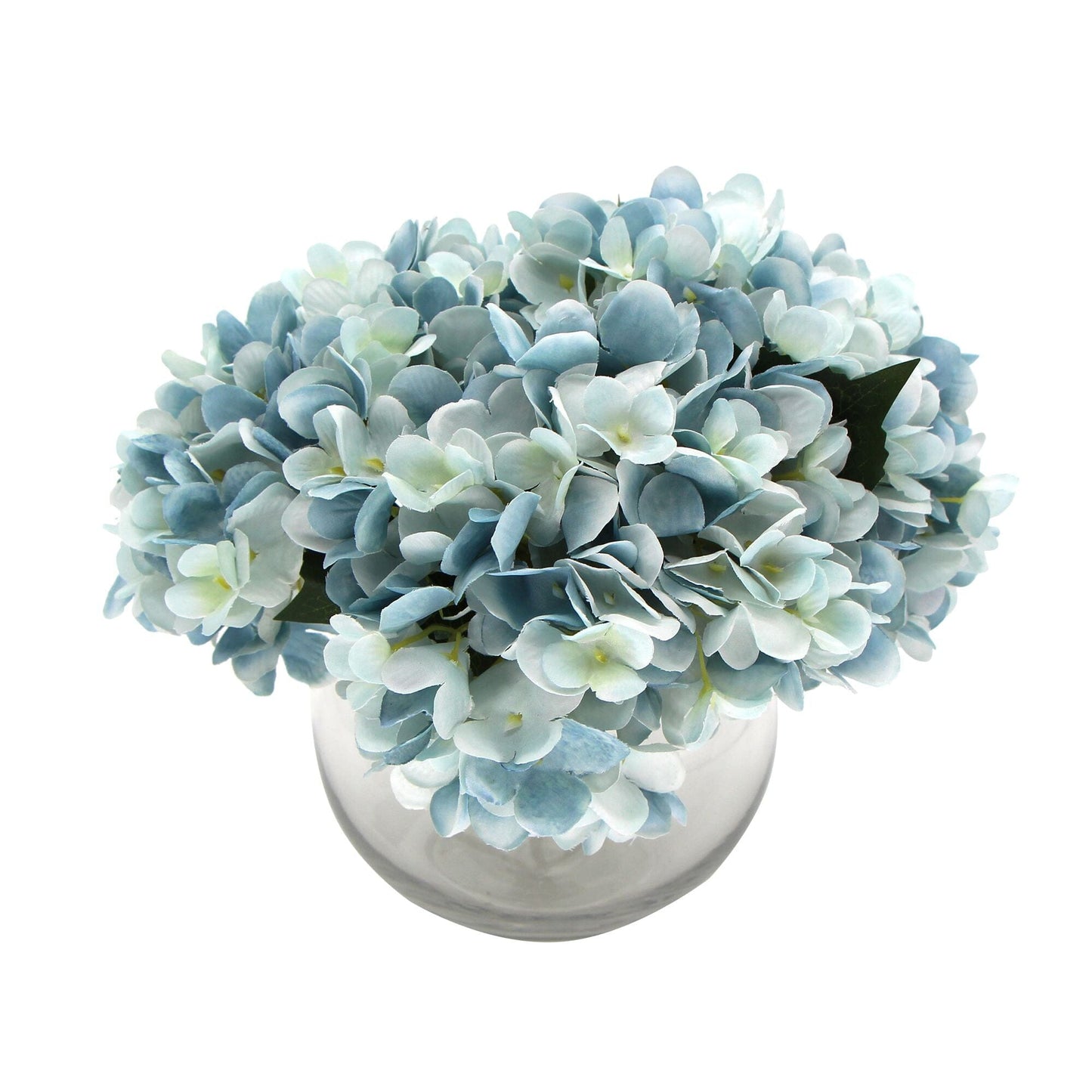 Premium Faux Hydrangea With Glass Vase (Artificial Flowering Blue Hydrangea) 23cm Home & Garden > Home & Garden Others ArtificialPlantBarn.com.au 